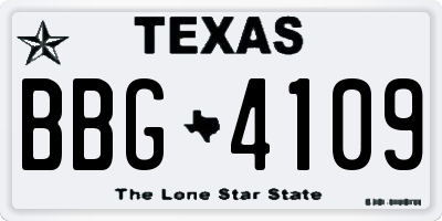 TX license plate BBG4109