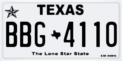 TX license plate BBG4110