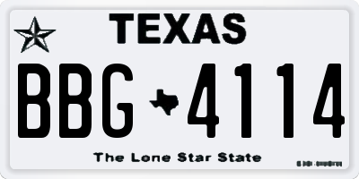 TX license plate BBG4114