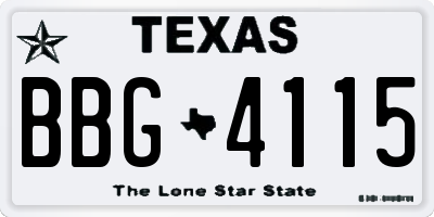 TX license plate BBG4115