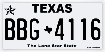 TX license plate BBG4116