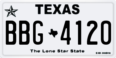 TX license plate BBG4120