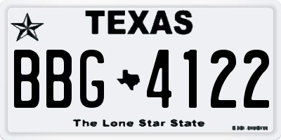 TX license plate BBG4122