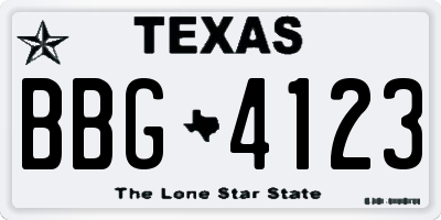 TX license plate BBG4123