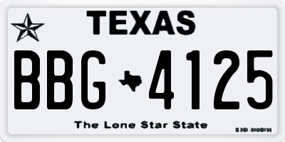 TX license plate BBG4125