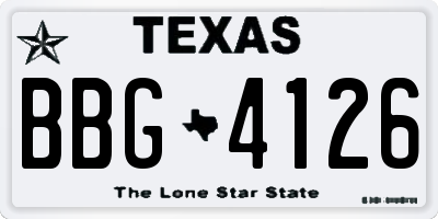 TX license plate BBG4126