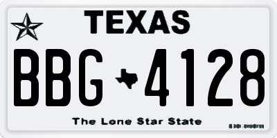 TX license plate BBG4128