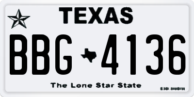 TX license plate BBG4136