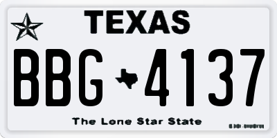 TX license plate BBG4137