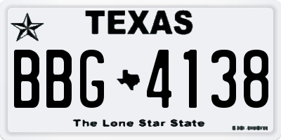 TX license plate BBG4138