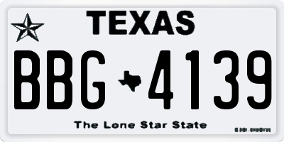 TX license plate BBG4139