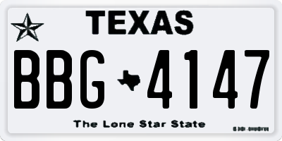 TX license plate BBG4147