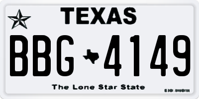 TX license plate BBG4149