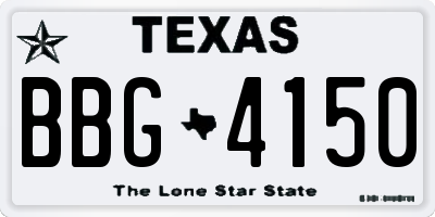 TX license plate BBG4150