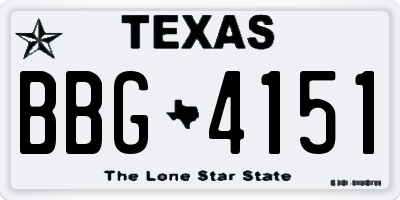 TX license plate BBG4151