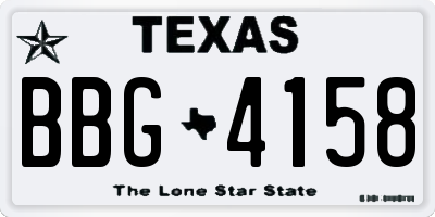 TX license plate BBG4158