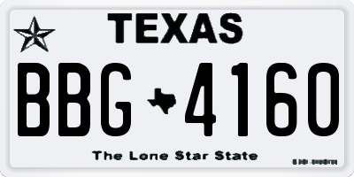 TX license plate BBG4160