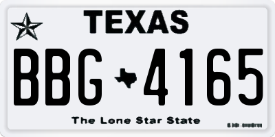 TX license plate BBG4165