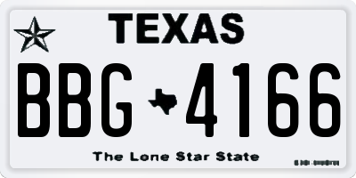 TX license plate BBG4166