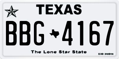 TX license plate BBG4167