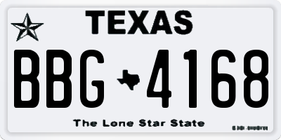 TX license plate BBG4168