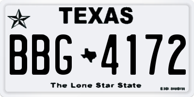 TX license plate BBG4172