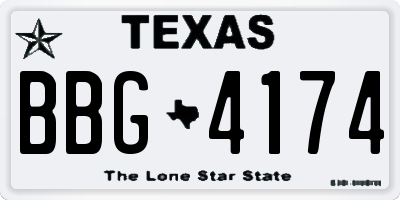 TX license plate BBG4174