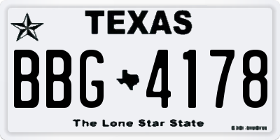 TX license plate BBG4178