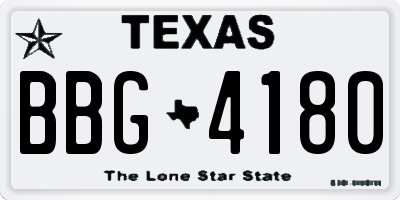 TX license plate BBG4180