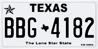 TX license plate BBG4182