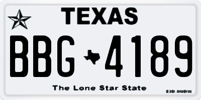 TX license plate BBG4189