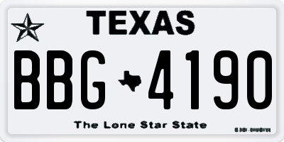 TX license plate BBG4190