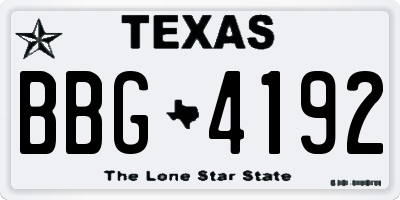 TX license plate BBG4192