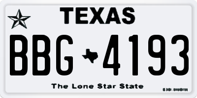 TX license plate BBG4193