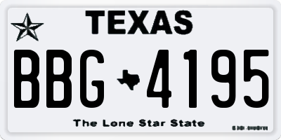 TX license plate BBG4195