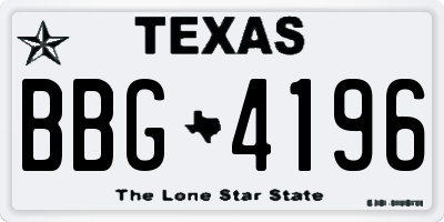 TX license plate BBG4196