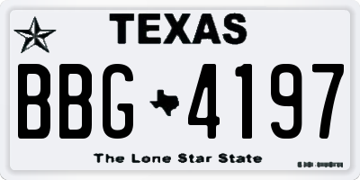 TX license plate BBG4197