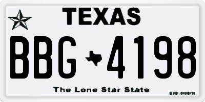 TX license plate BBG4198