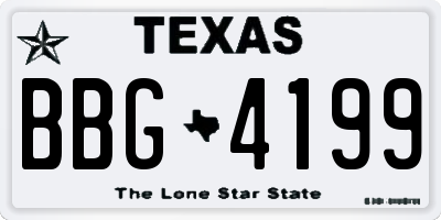 TX license plate BBG4199