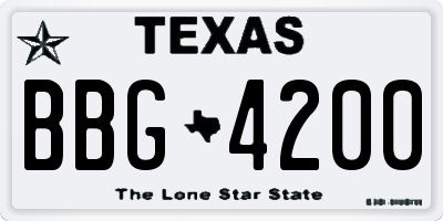 TX license plate BBG4200