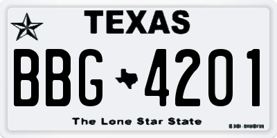 TX license plate BBG4201