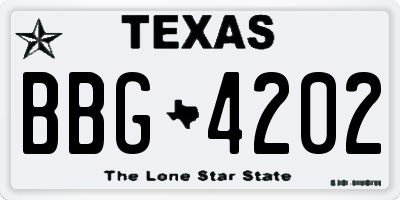 TX license plate BBG4202