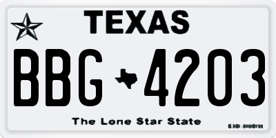 TX license plate BBG4203