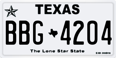 TX license plate BBG4204