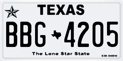 TX license plate BBG4205