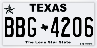 TX license plate BBG4206