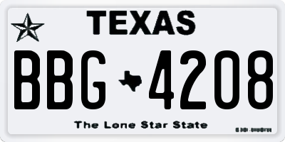 TX license plate BBG4208