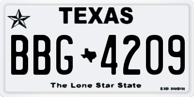 TX license plate BBG4209