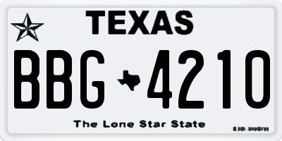 TX license plate BBG4210