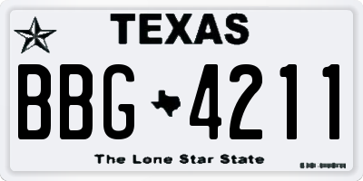 TX license plate BBG4211